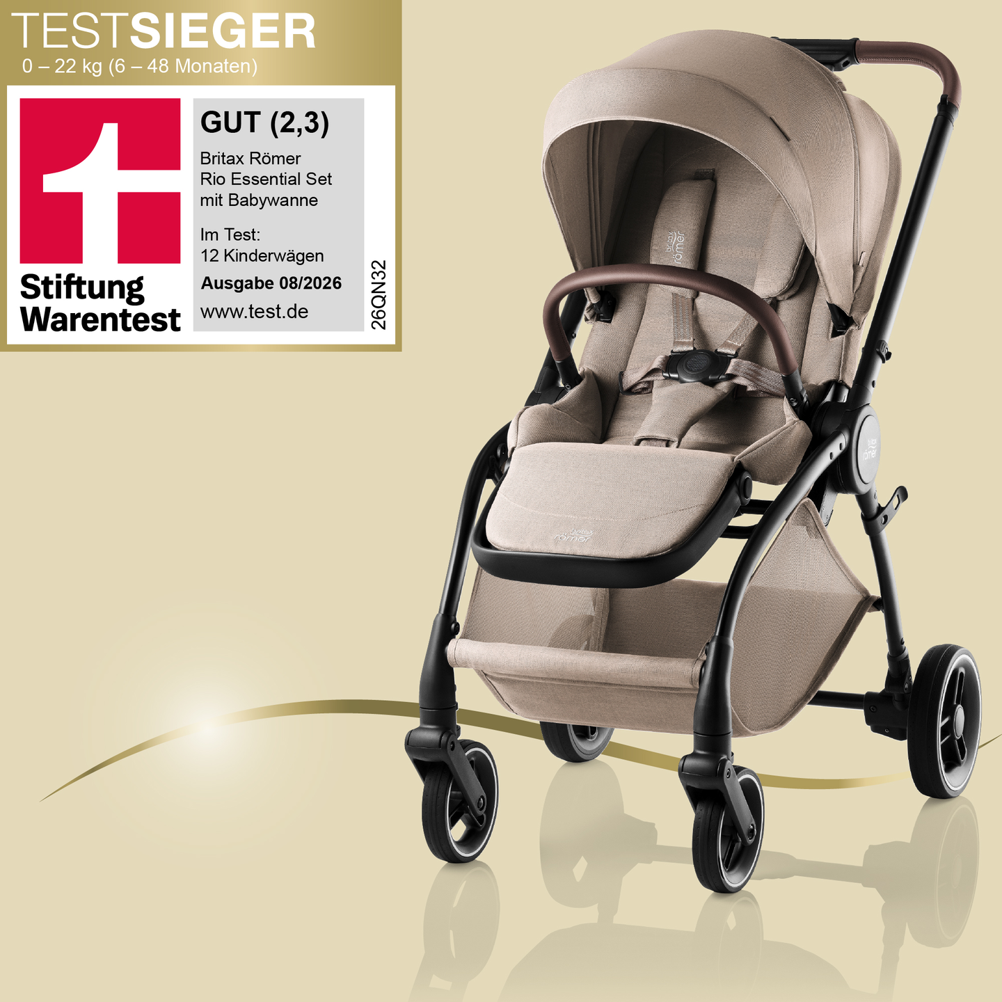 Britax R&ouml;mer Rio Kinderwagen mit Stiftung-Warentest-Siegel &bdquo;GUT (2,3)&ldquo;.